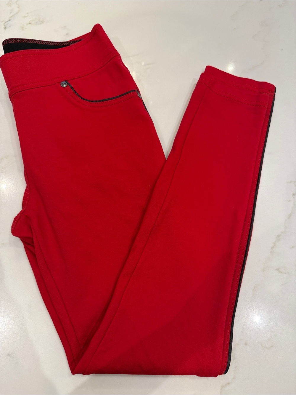Red Athletic Leggings/Jegging with Contrast Trim